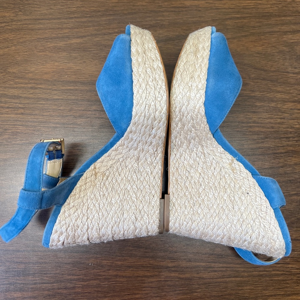 Michael Kors Blue Suede Peep-toe PlatformWedges - Size 8